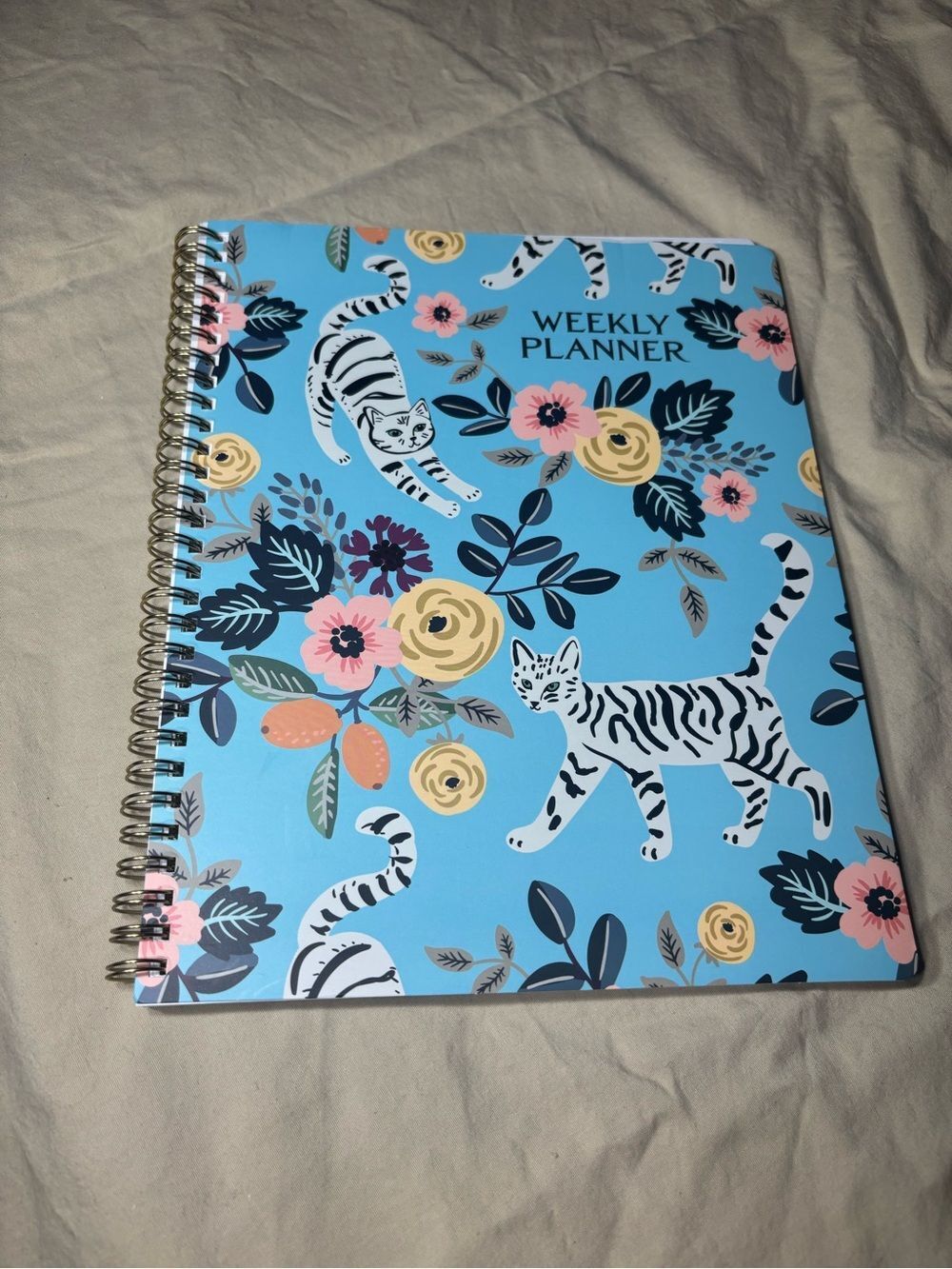 New Floral Weekly Planner - Blue Cover Agenda Undated Journal